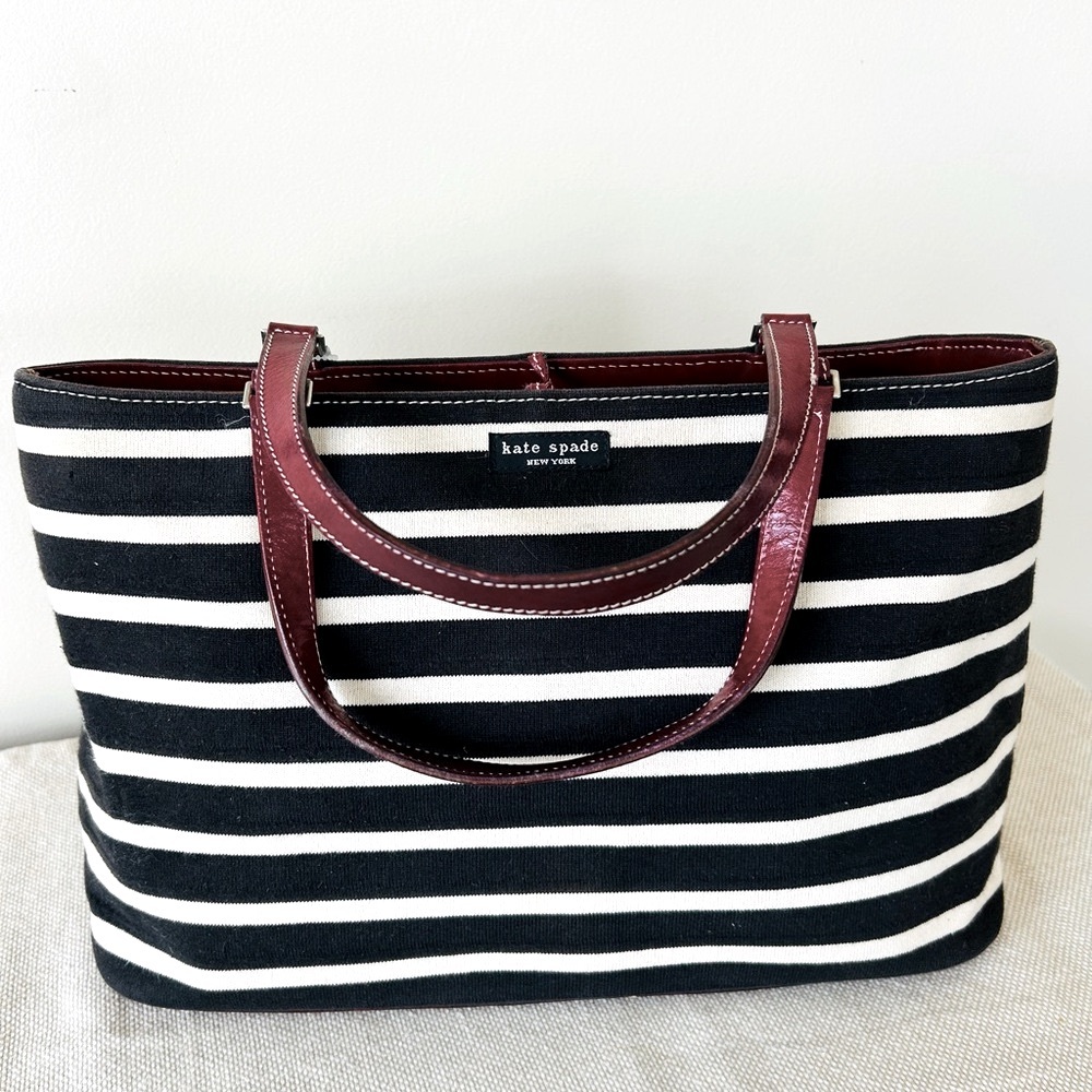 Kate Spade New York Black and White Striped Tote